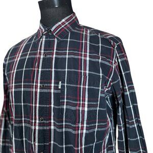 Levi's Men's Modern Black Plaid Long Sleeve Pearl Snap Button Front Shirt Large